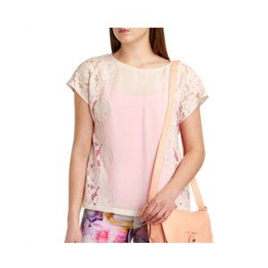 Ted Baker Chastity Sz 1 US 8 Sheer Pink Blouse